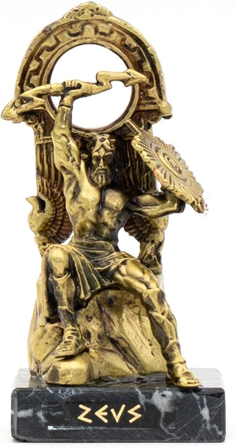 Amazon Co Jp Helcee ハンドメイド ブロンズ パティナ ゼウス 像 ブラック大理石ベース 4インチ ホーム キッチン