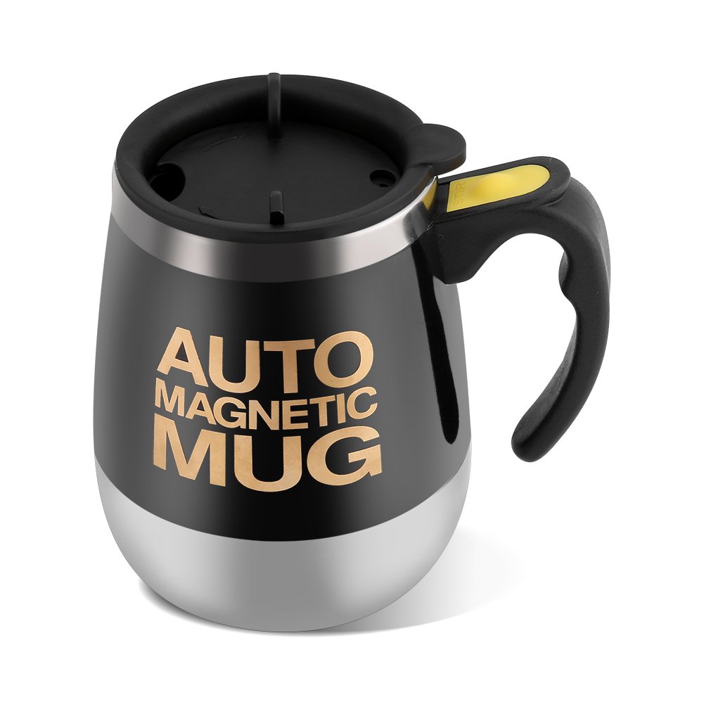 VBESTLIFE Tazza da caffè elettrica in acciaio inox, magnetica che si mescola da sola, per viaggi, ufficio, casa, ecc (nero)