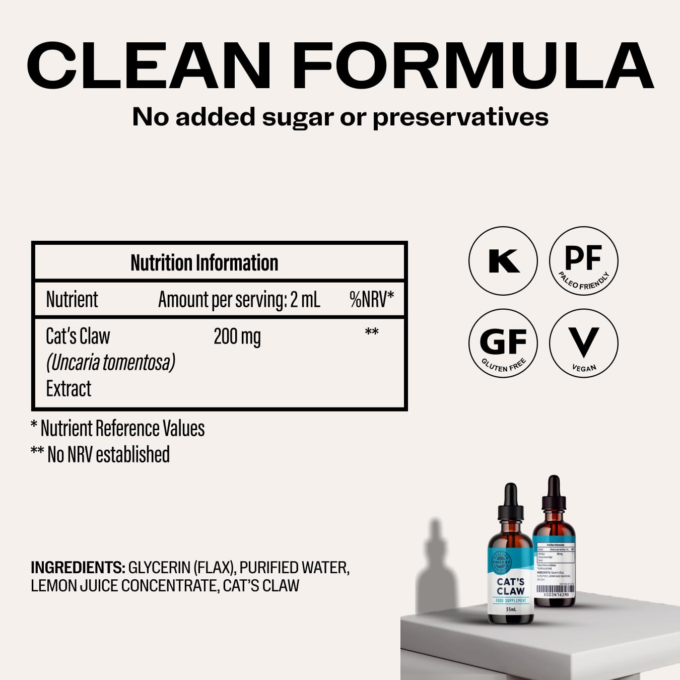 Vimergy Cat’s Claw, 27 Servings – Cat’s Claw Drops – Glycerite Liquid – Vegan Supplement – Formulated Without Sugar or Binders – Non-GMO & Gluten-Free (55 ml)