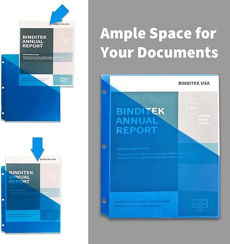 Miniatura 5 de Binditek Paquete de 30 fundas de polietileno para carpeta de 3 anillas, bolsillos para carpeta, organizador de carpetas de 3 agujeros, tamaño carta,