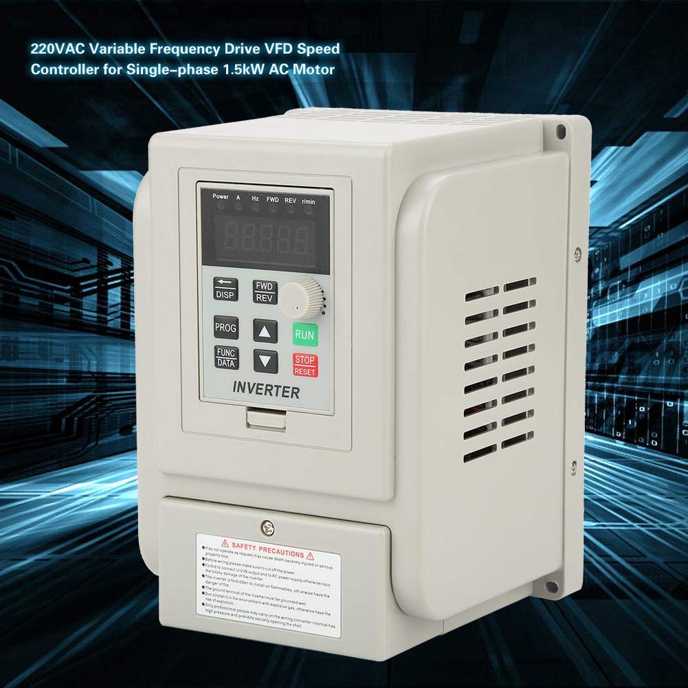 Variateur de fréquence, 220VAC Variable Frequency Drive VFD Speed Controller pour monophasé 1.5kW AC Motor, VFD Inverter Frequency Drive CNC Drive Converter