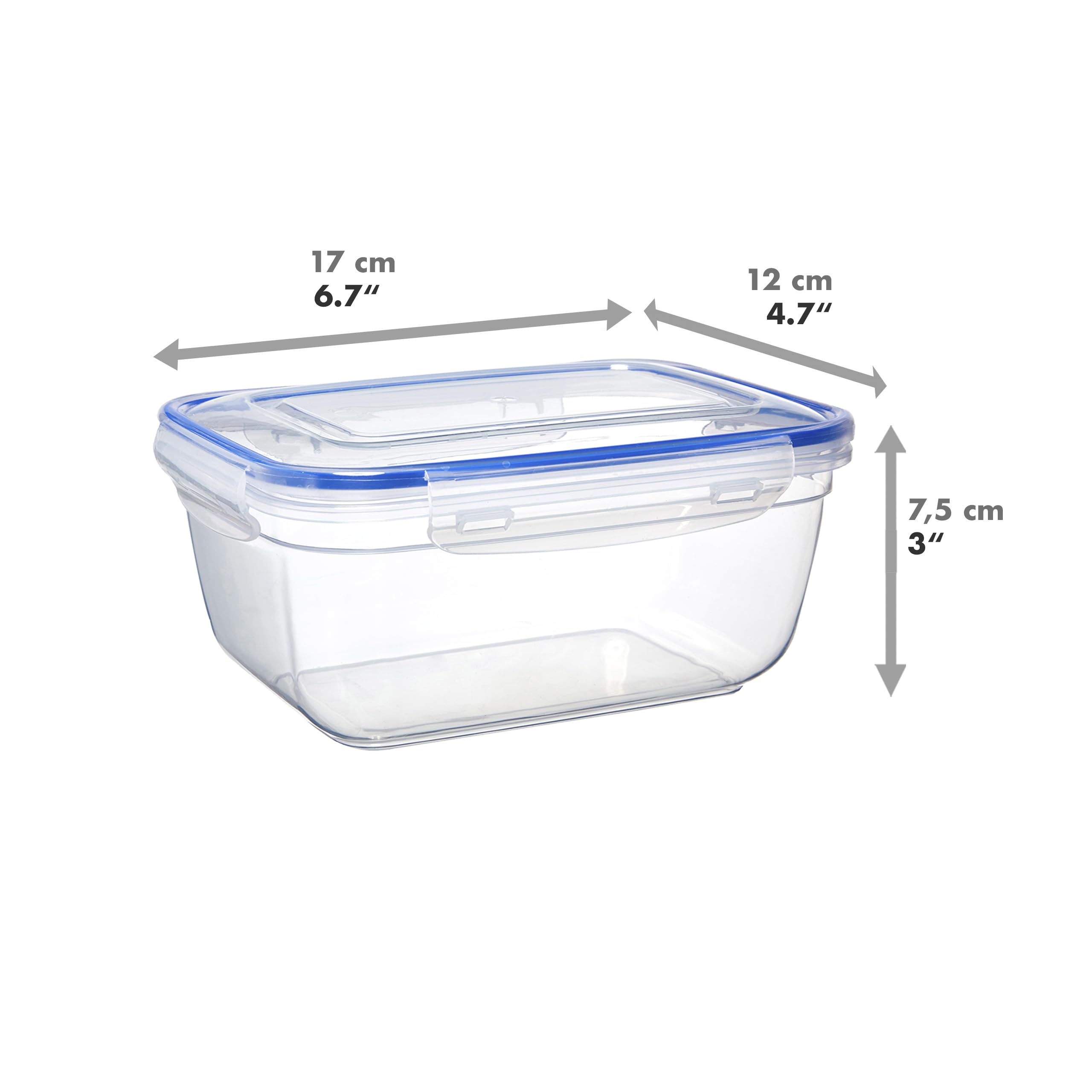Grizzly Set contenitori ermetici per alimenti in plastica, 8 contenitori cucina con coperchio, rettangolari, impilabili, infrangibili, lavabili in microonde e lavastoviglie
