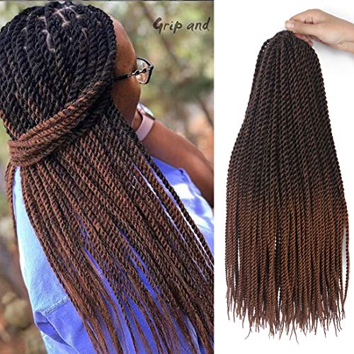 8 Packs Senegalese Twist Crochet Hair Braids 18 Inch Small Havana Mambo Twist Braiding Hair 20 Strands/Pack Synthetic Hair Extensions (1B/30#)