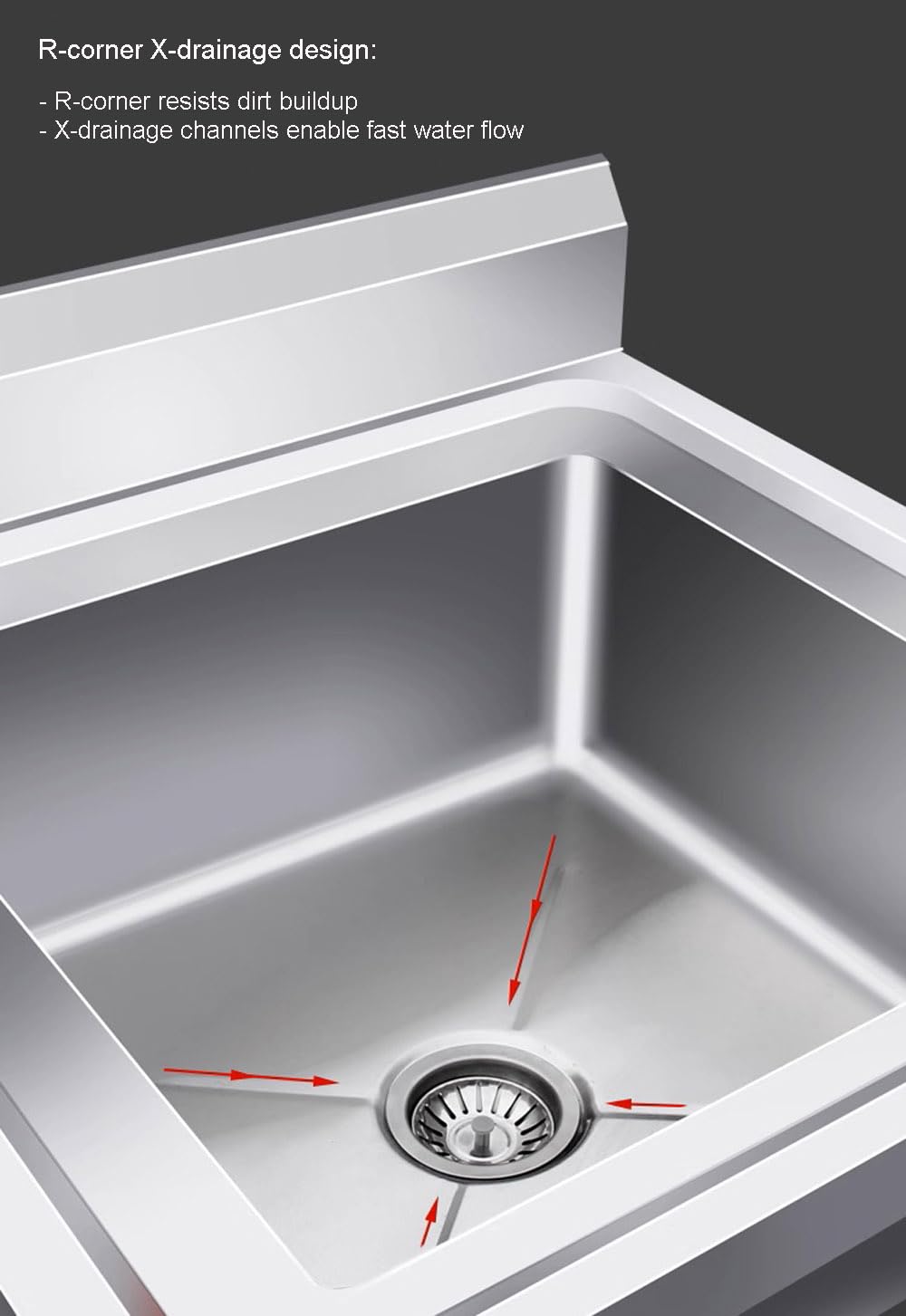 Lavello da cucina commerciale in acciaio inox – 1/2/3 vani, EN 1.4301 o 1.4372 acciaio, preparazione degli alimenti e lavastoviglie, personalizzabile, per ristorante, macelleria, ristorazione (lavello