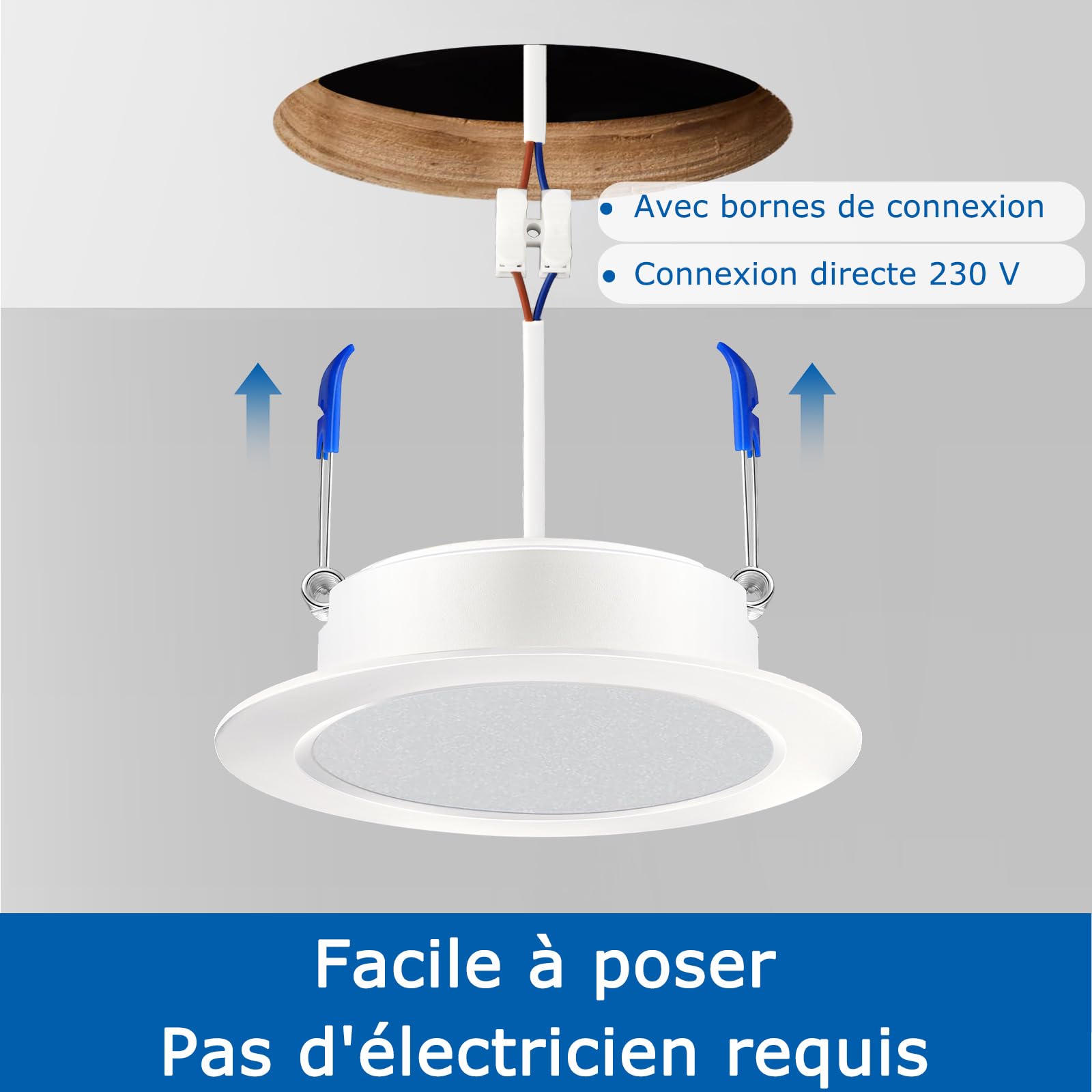 Spots LED Encastrable Salle de Bain 40 Pièces, Blanc Froid 6000K, IP44, 5W, 220V, Diamètre 90mm, Trou 68mm