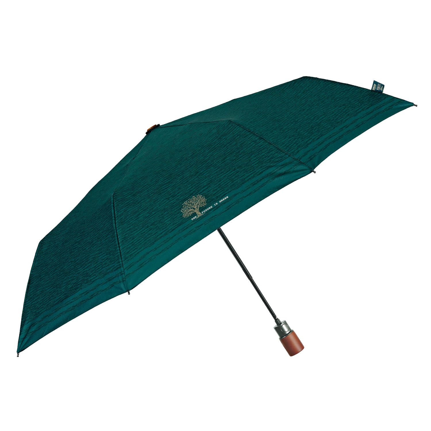 PERLETTI GREEN Składany Parasol Męski Automatyczny Przyjazny Środowisku - Parasolka Organiczna Ekologiczna Uchwyt z Drewna - Kompaktowe Małe Parasole Wiatroodporne - Średnica 96 cm