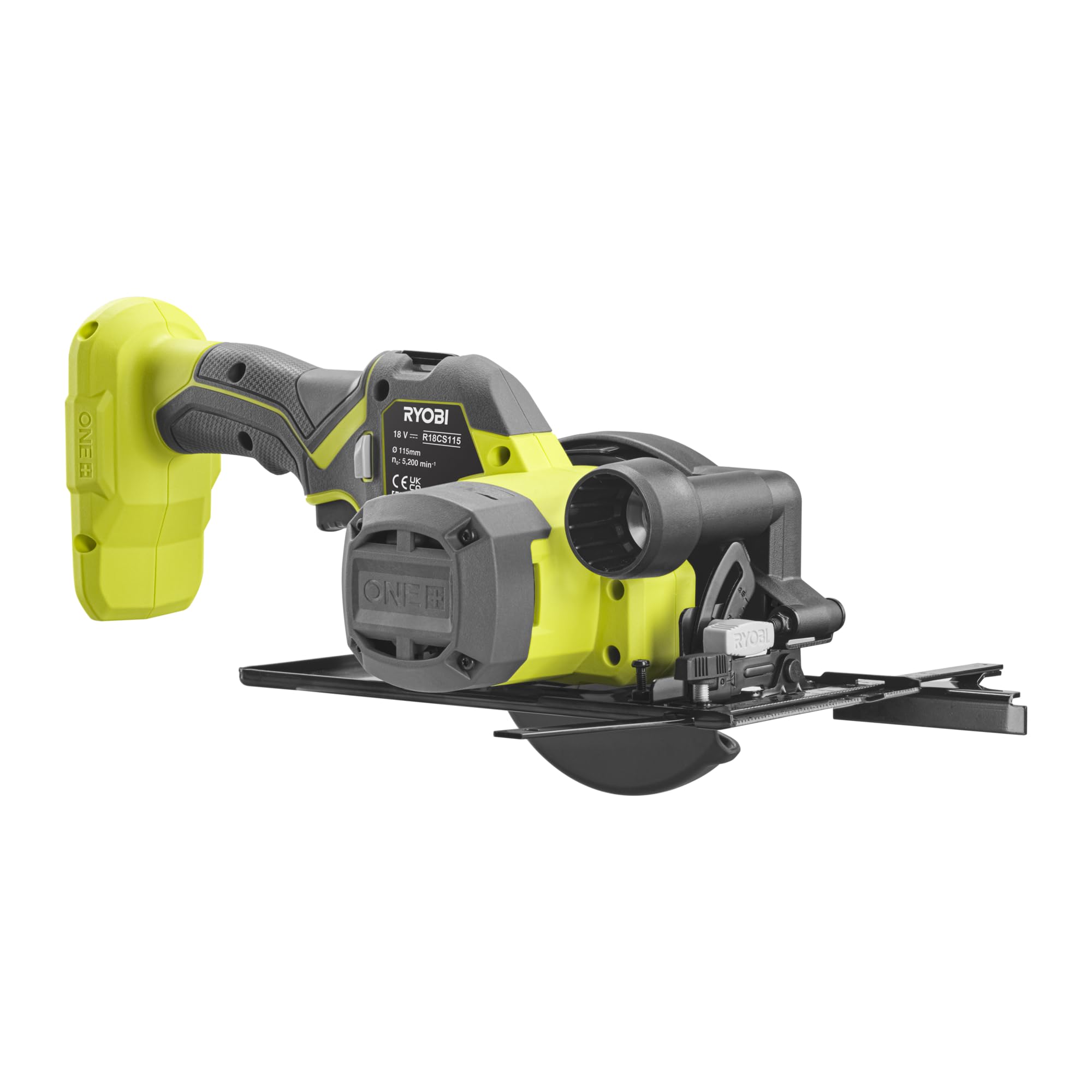 Ryobi Sega Circolare Compatta 18V ONE+, Lama 115 mm, Profondità Taglio 43 mm, 5200 giri/min, Senza Batteria e Caricatore, R18CS115-0