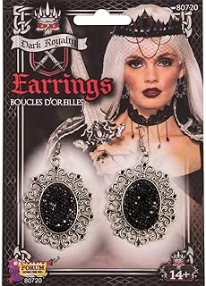 Bristol Novelty X80720 - Pendientes para disfraz de realeza oscura, talla única, color negro y plateado Halloween