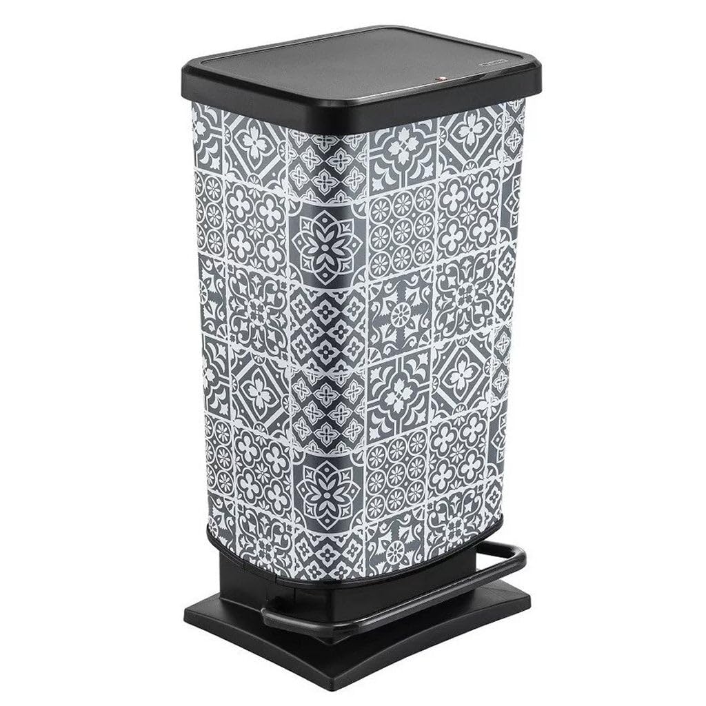 Rotho Paso Cubo Pedal Azulejos 40L Gris/Negro