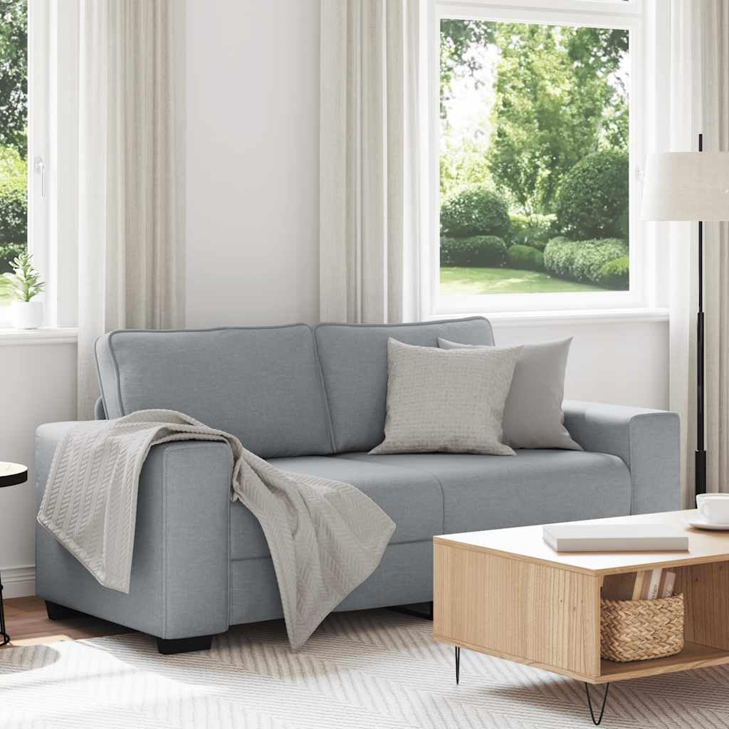 Fauteuil 2 Places avec Dossier et Coussin, Canapé Rembourré avec Cadre Métallique et 4 Pieds pour Bureau Chambre, Gris Clair 180 x 77 x 82 cm Tissu