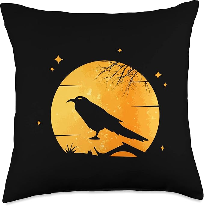 Native American clothing Raven Earth Zodiac Sign for Aries Throw Pillow