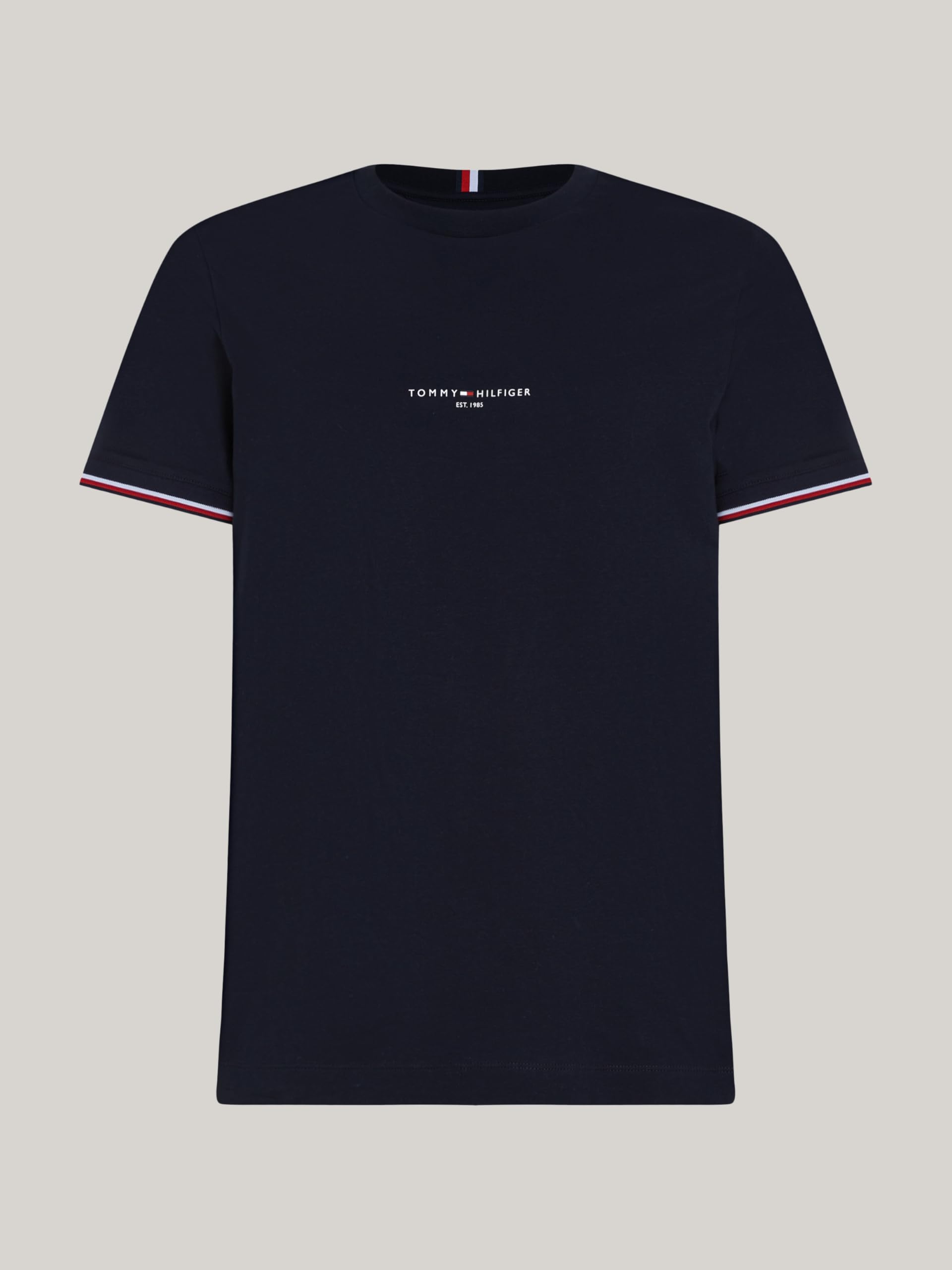 Tommy Hilfiger Koszulka męska Tommy Logo Tipped Tee S/S, Pustynne niebo, L