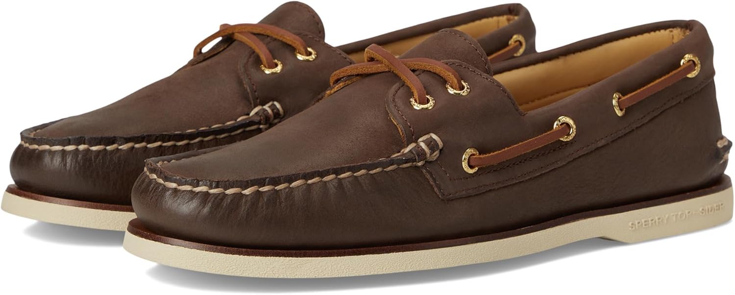 Zapatos náuticos Sperry para hombre, color dorado, de dos ojales.