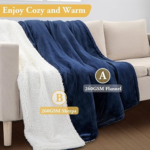 Miniatura 3 de SONORO KATE Manta eléctrica, manta térmica individual suave, franela y sherpa reversible, calentamiento rápido con 4 niveles de temperatura y 6