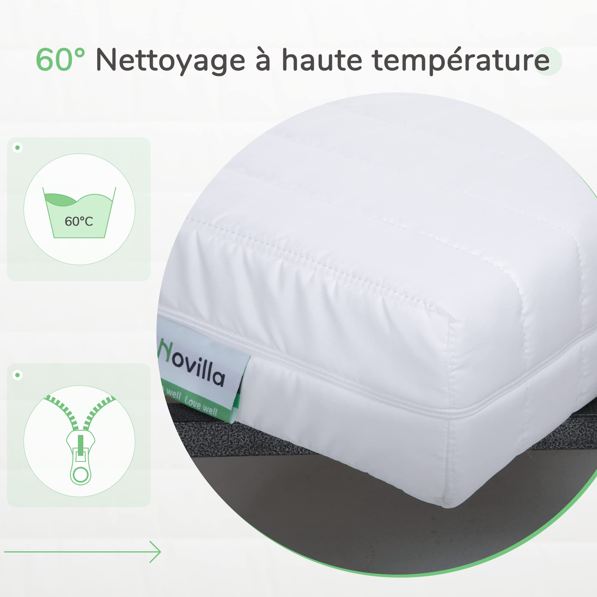 Novilla Matelas en Mousse 90x190, Matelas Amovible à 7 Zones de Confort, Réversible Été/Hiver, Respirable, Hauteur 16 cm