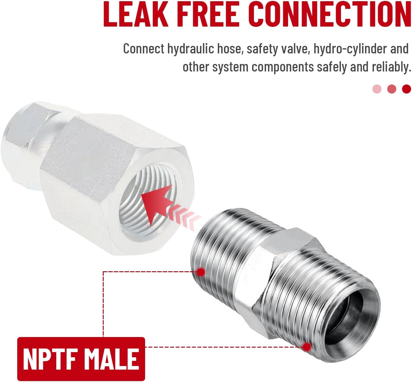 10 Pack Hydraulic Adapter Fitting: 1/2" NPTF Male x 1/2" NPTF Male