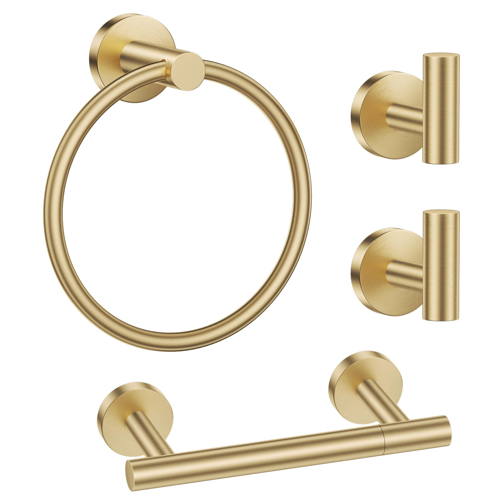 Brushed Gold Bathroom Hardware Set - Toilet Paper Holder & More -1