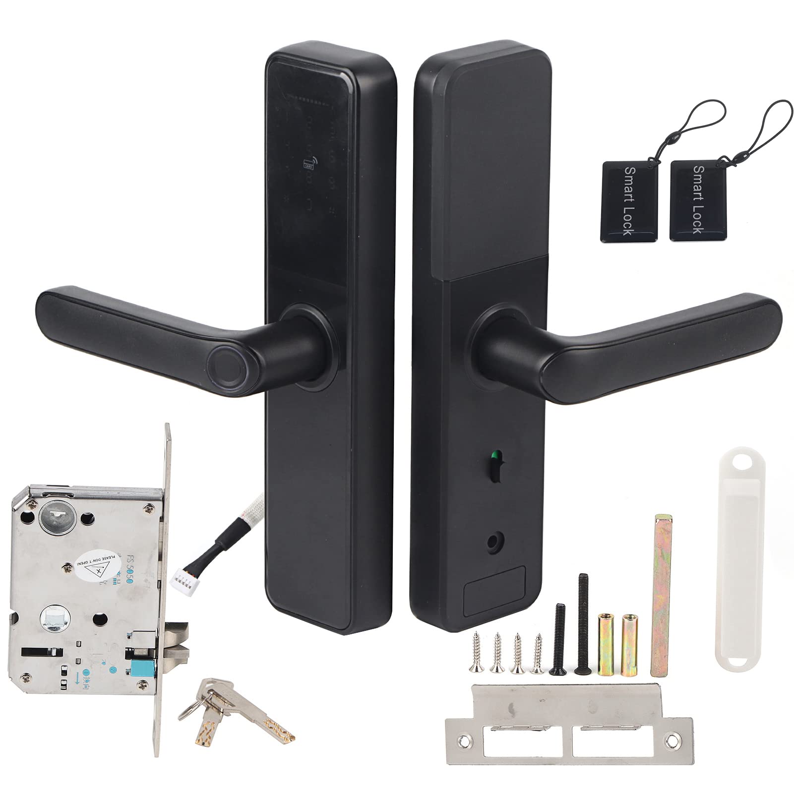 Serrure de Porte Intelligente WiFi Mot de Passe D'empreinte Digitale Carte IC Serrure de Porte électronique Navigation Vocale Intelligente Prise en des Mots de Passe, Clés