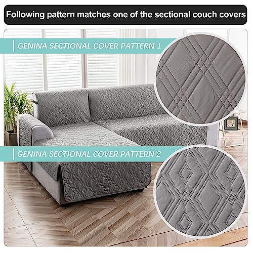 Genina Sectional Couch Covers For Dogs L Shaped Sofa Covers Chaise Lounge Cover Reversible Couch Covers For Sectional Sofa L Shape Furniture Protectors Cover For Pets, Kids (Gray, Large) #TOP5