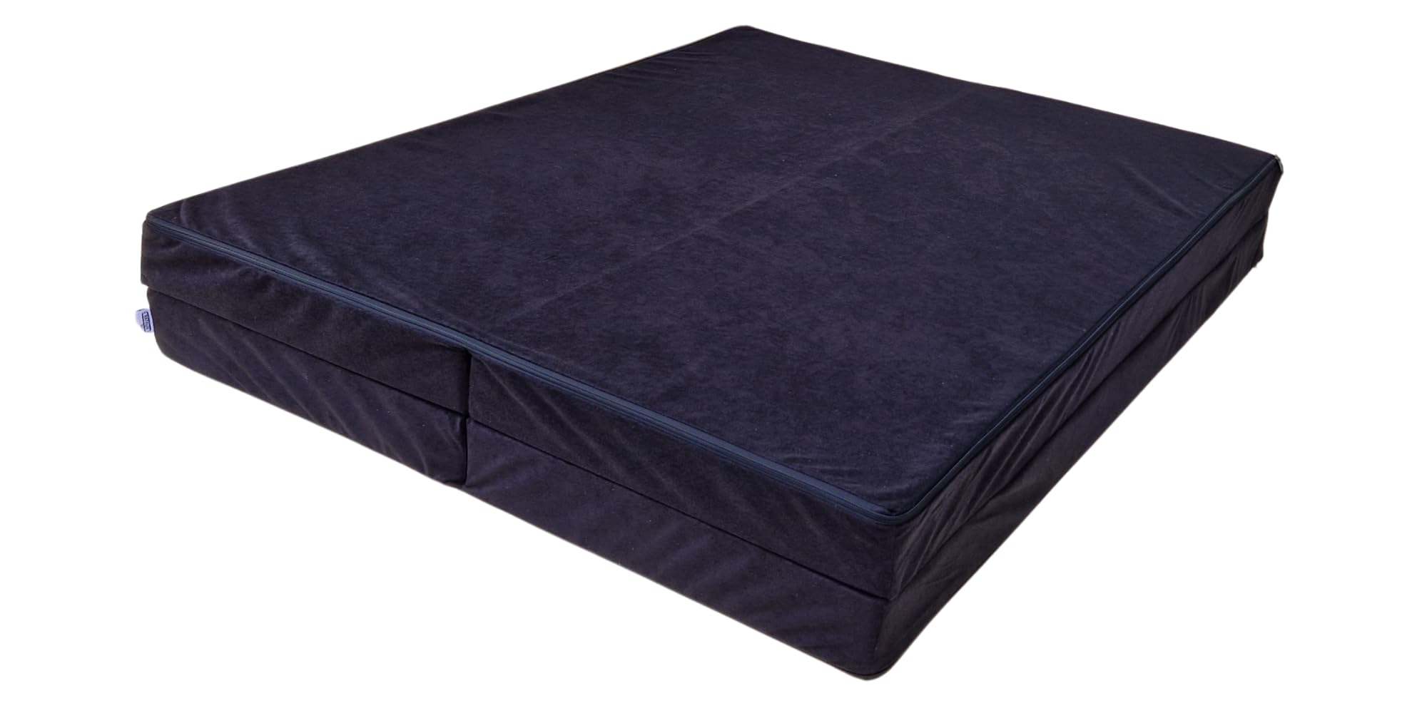 Natalia Spzoo breite Faltmatratze 180 x 120 x 8 cm Klappmatratze mit Schaumstoffkern & abnehmbarem Bezug klappbare Schlafmatte (0001 Schwarz)