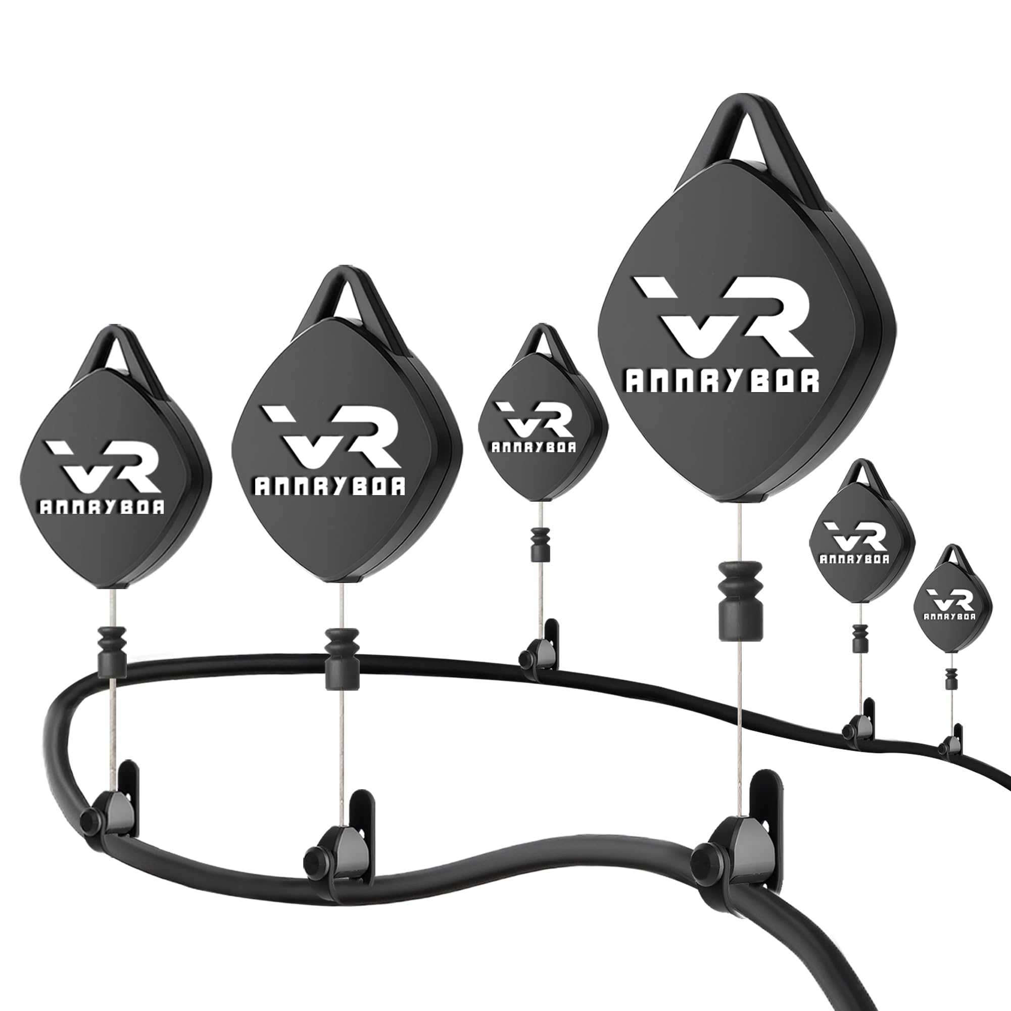VR Cable Management, VR Pulley System Compatible with Quest 3S/3/2/1/Pico/PSVR/PSVR2 for Play Impressively (1-6pc) (Black-6PC)