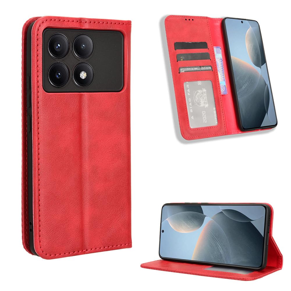 COMAKU Cover Portafoglio Per Xiaomi Poco X6 Pro – Pelle Con Supporto E Chiusura Magnetica (Marrone)
