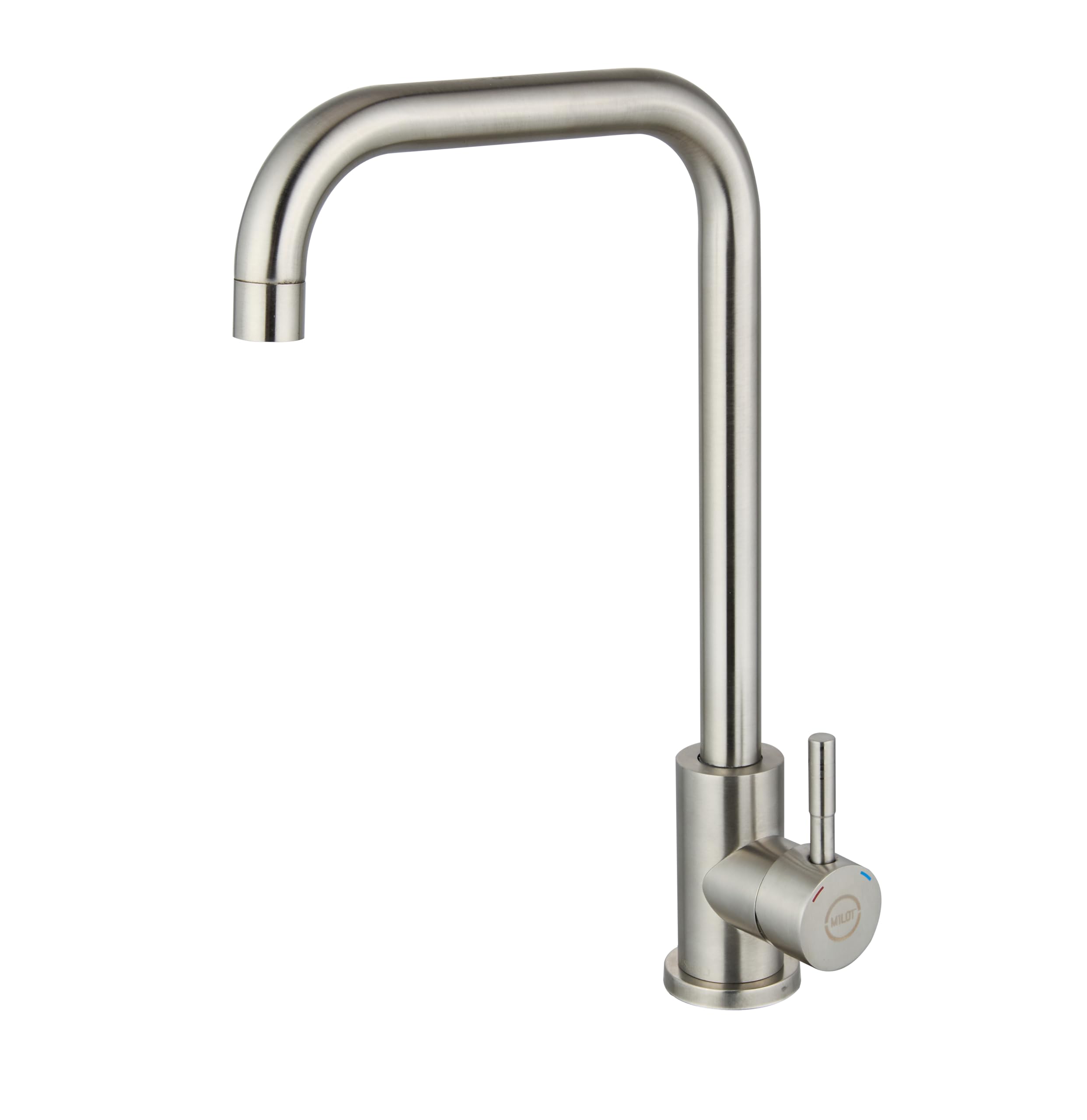 MILOTKitchen Taps Mixer, 360° Swivel Monobloc Kitchen Sink Tap Mixer Taps, 35.5 cm Spout Height, Stainless Steel, Easy Screw-Free Installation, Kitchen Mixer Tap 1 Hole (Brushed Nickel)
