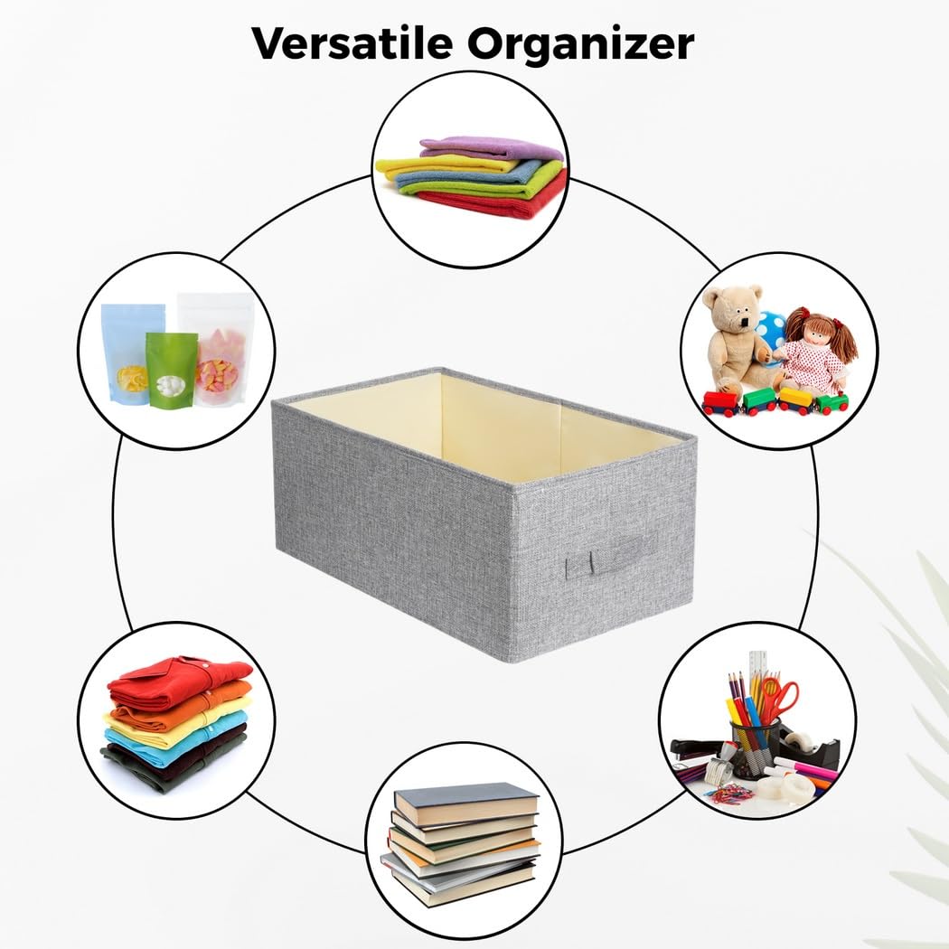 Faltbare Stoff-Aufbewahrungskörbe, große Baumwollkörbe mit Griffen, Organizer für Schrank/Kleiderschrank, waschbare Aufbewahrung für Kleidung, Spielzeug, Bücher, 3 Stück