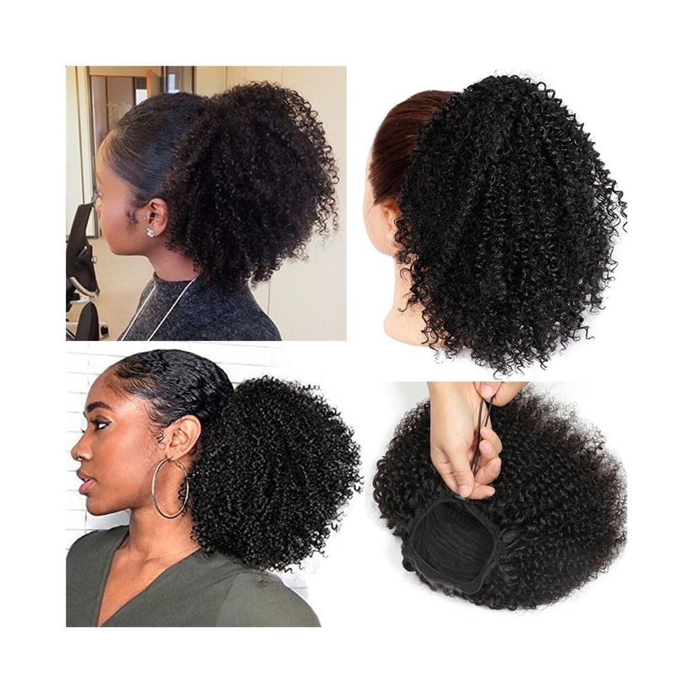 Extensiones de coleta afro kinky curly de cabello brasileño negro natural 105g 8