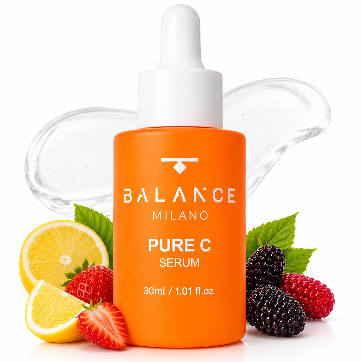 Siero Vitamina C Viso, Acido Ialuronico e Limone - Made in Italy - 30ml | Siero Illuminante Viso - Antiossidante e Anti-Macchia - Texture Fresca Rapido Assorbimento - Skin Care BALANCE MILANO