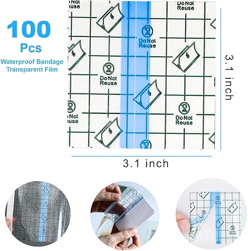 Miniatura 2 de OBTANIM 100 hojas transparentes impermeables para vendaje adhesivo transparente, cubierta de cinta adhesiva para tatuaje, ducha, protector de