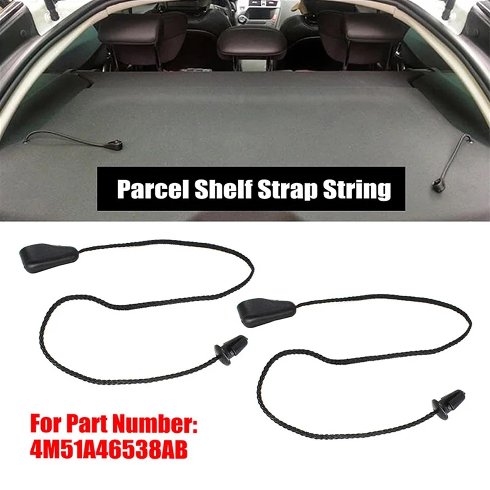 CordóN Bandeja Maletero Compatible con Ford para C-MAX MK1 2004-2010 Paquete Cuerda para Estante Bandeja Maletero Correas Cordón Estante Maletero Portaequipajes Bandeja Cuerda(2pcs)