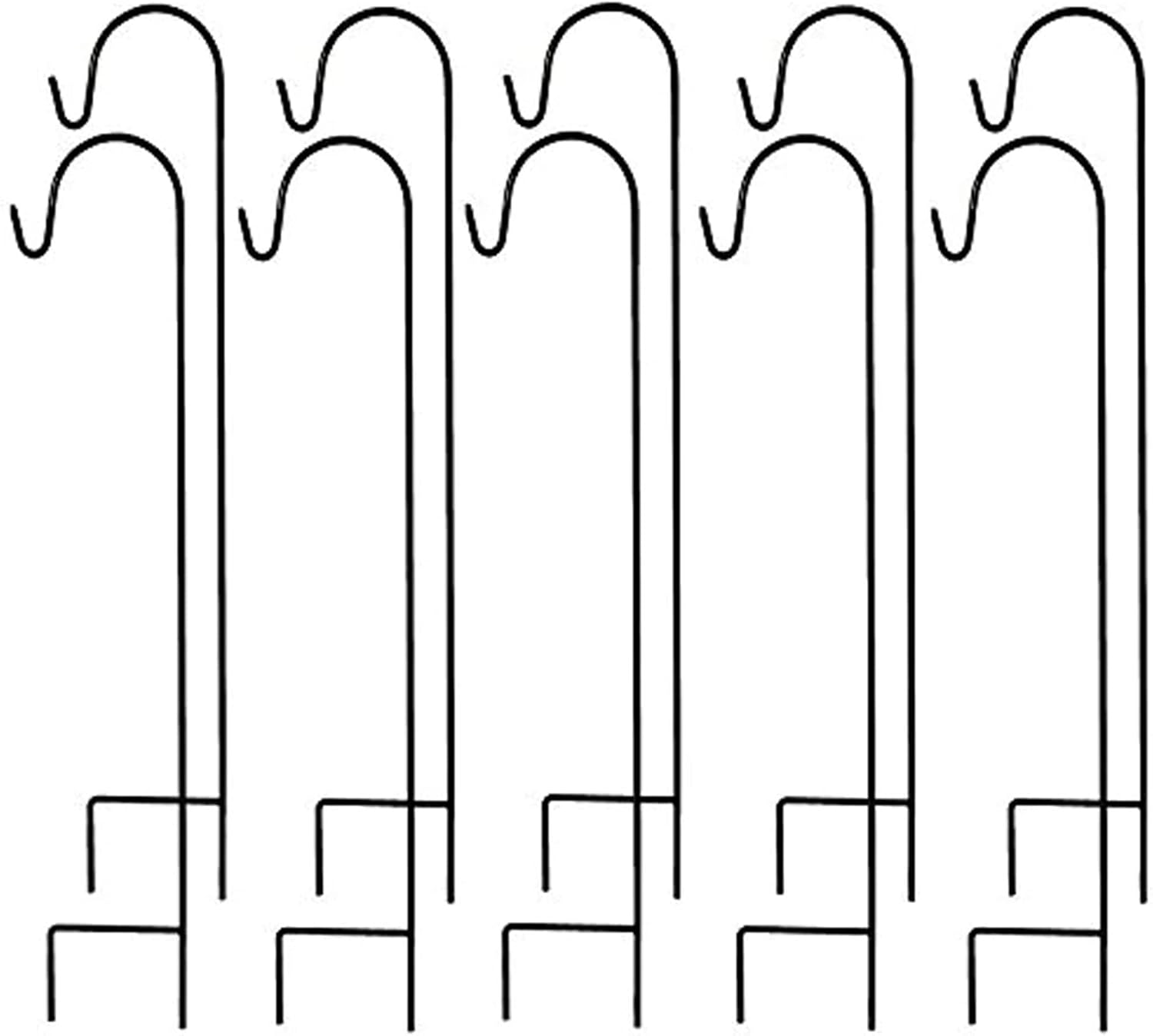 Ashman Shepherd Hook 48 Inch 10 Pack, Rust Resistant Steel Hooks Ideal for Hanging Plant Baskets, Solar Lights, Lanterns, Bird Feeders & More (Black)