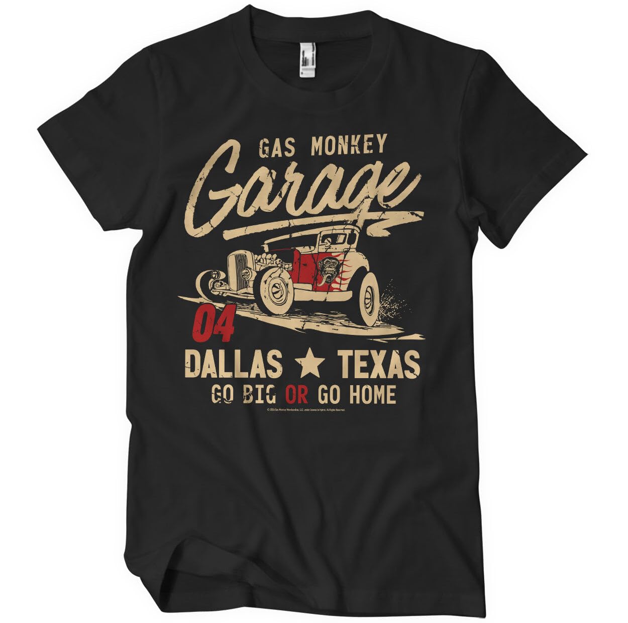 Gas Monkey Garage Officially Licensed Go Big Or Go Home Mens T-Shirt (Black), XXXXX-Large