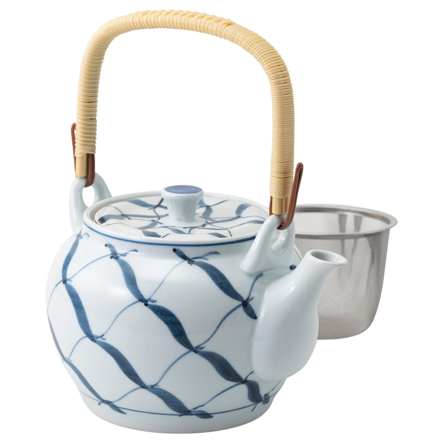 Amazon｜有田焼 土瓶 ポット 容量約1.3L 綱絵 ブルー 電子レンジ可 食