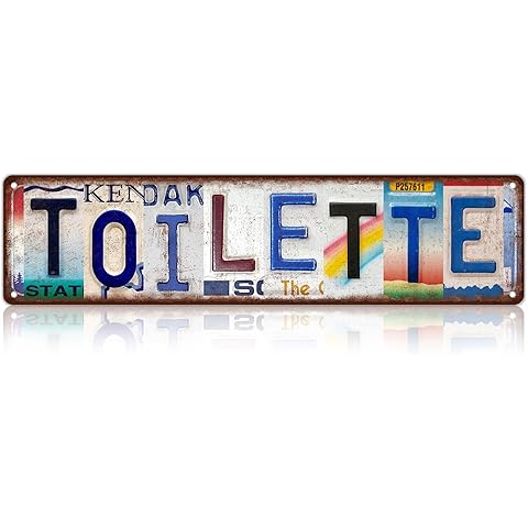 TREEPERI Vintage Toilette Street Sign Wall Decor Metal Tin Signs