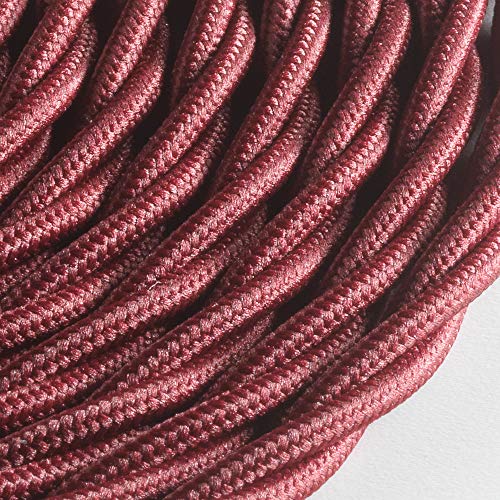 LUMIÈRE Braided Fabric Cable for Lighting 3 x 0.75 mm Bordeaux Red 5 m Maximum Anti-Shock Safety! - Image 2