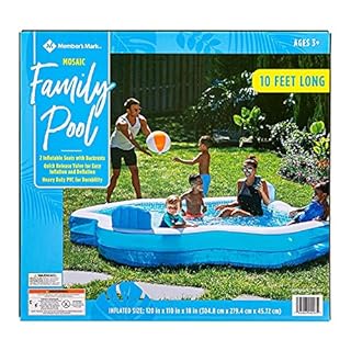 Members Mark Elegant Family Pool 10 Feet Long 2 Inflatable Seats with Backrests. New Version