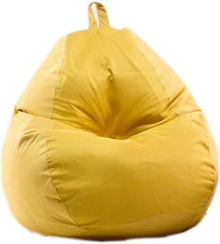 NIBHZ Bean Bag Cover Big Cotton Linen Lazy BeanBag Chair Sofa Covers Puff Relax Lounge Couch,Yellow B-70x80cm