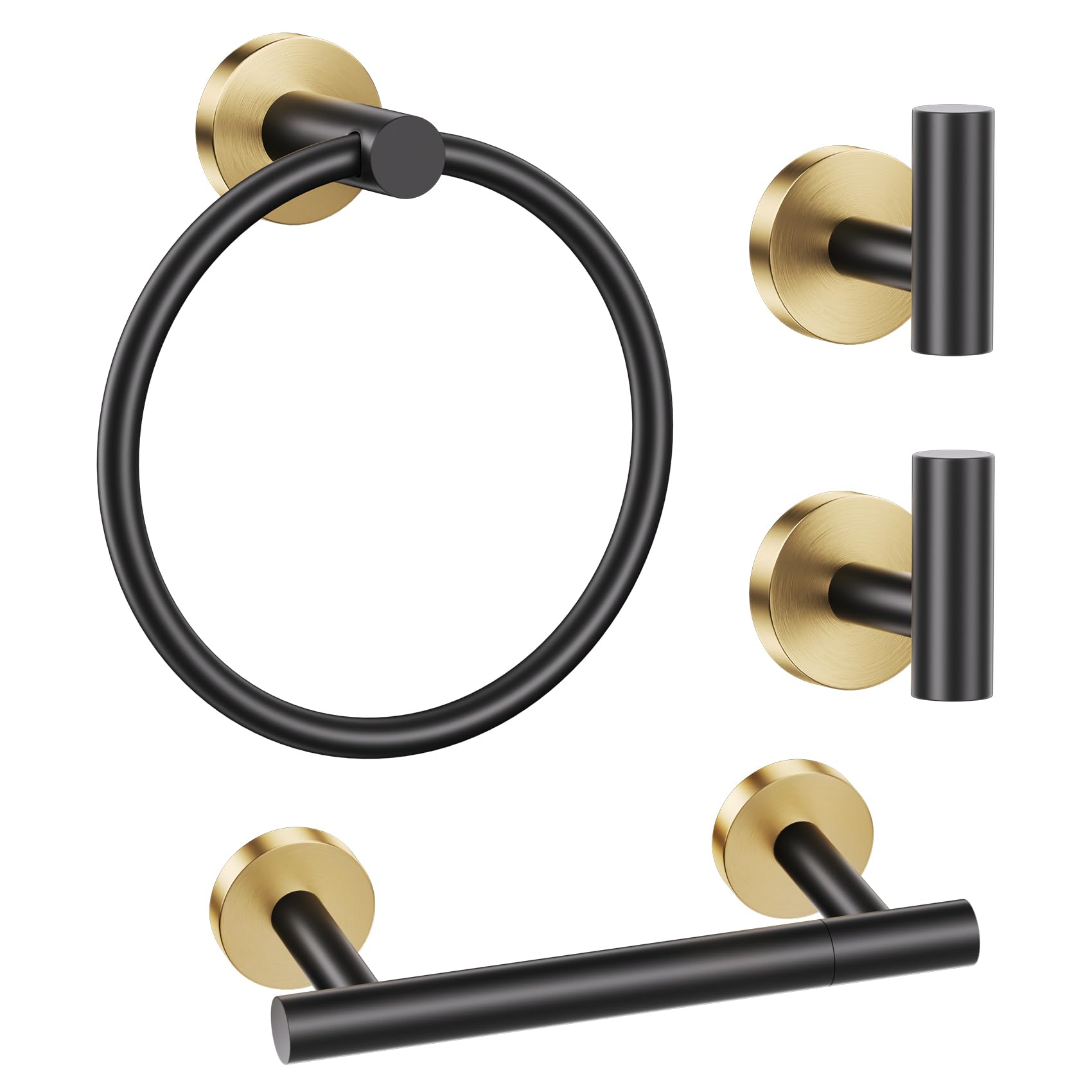 Brushed Gold Bathroom Hardware Set - Toilet Paper Holder & More -12