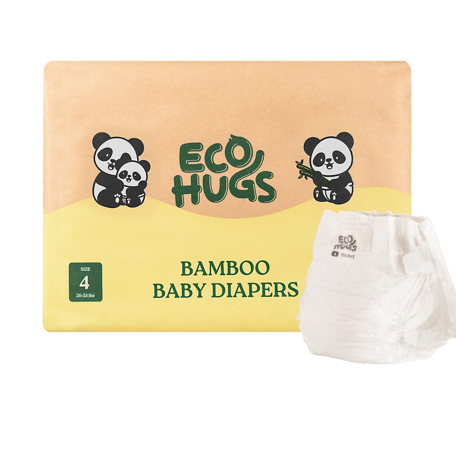 EcoHugsOrganic Bamboo Diapers Size 4 | Ultra-Soft Disposable Baby Diapers | Hypoallergenic and Super Absorbent | Unscented and Totally Chlorine Free | Pack of 24OEKO-TEX STANDARD 100