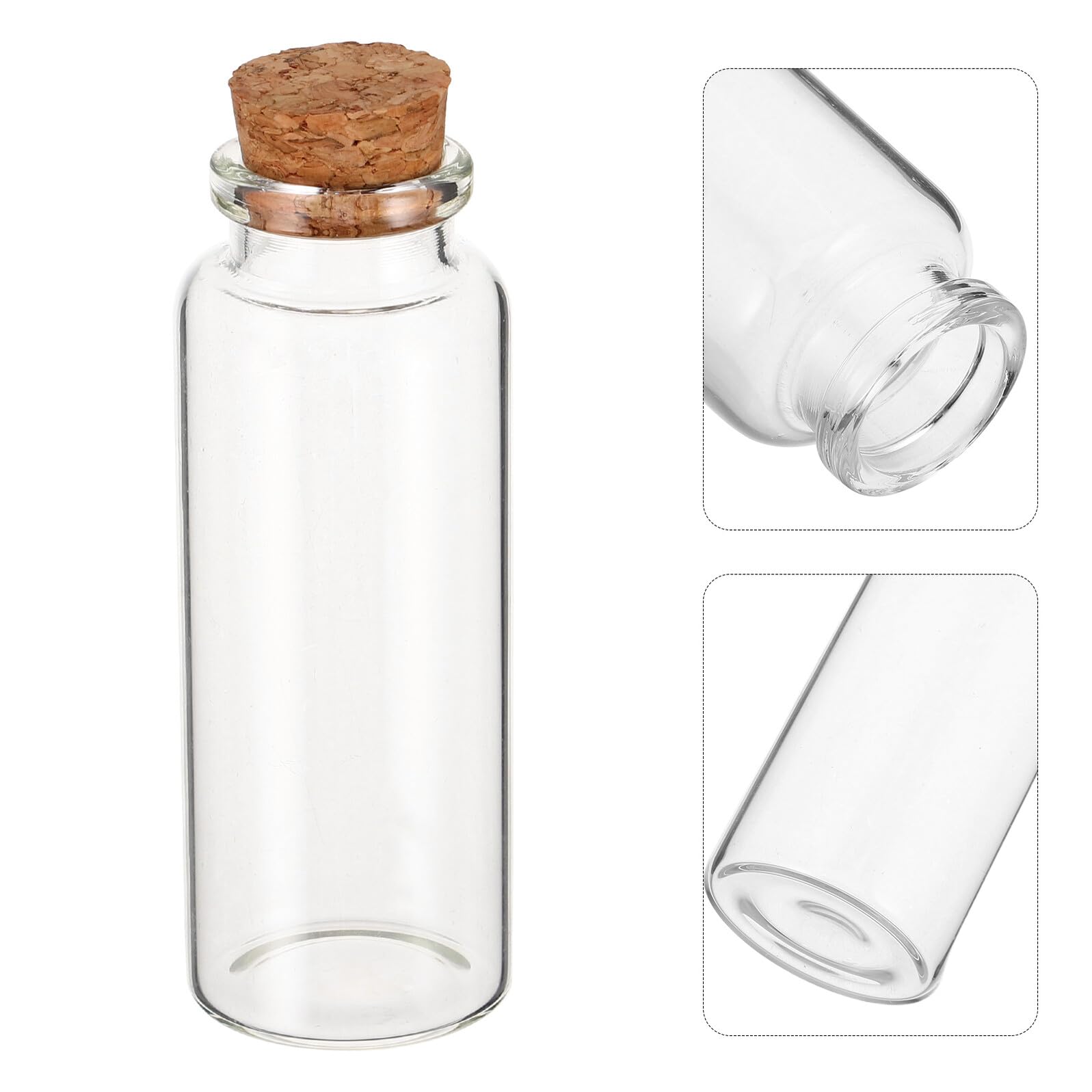 50 Stück Kleine Glasflaschen mit Hals Transparente Dekorative Fläschchen mit Weichem Korkverschluss zum Befüllen für Wunschzettel Bastelideen und Landschaftsdekorationen