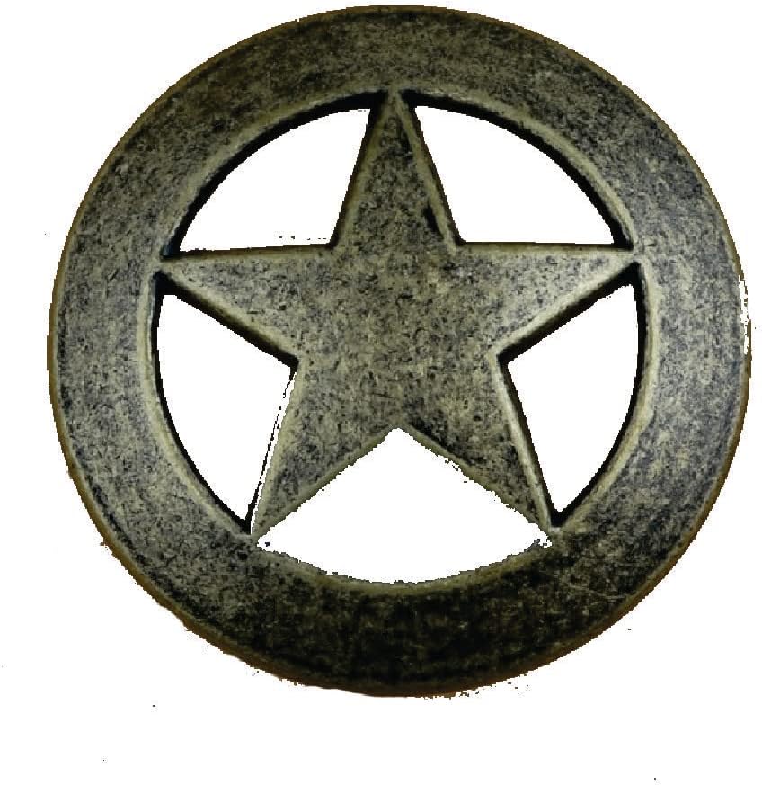 Set of 6 Lone Star Drawer Pulls Cabinet Knobs Western Southwest Decor Texas (Antique Brass)