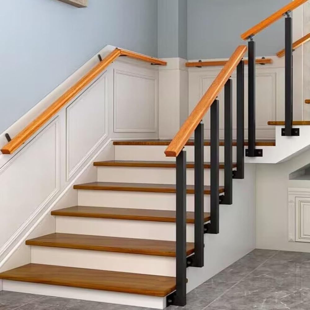 Poręcz schodowa - Zestaw kolumn do montażu bocznego, wsporniki płaskie regulowane w zakresie 270°, słupek wrzecionowy, żelazny kwadratowy balustrad, do schodów werandy, tarasów i rec