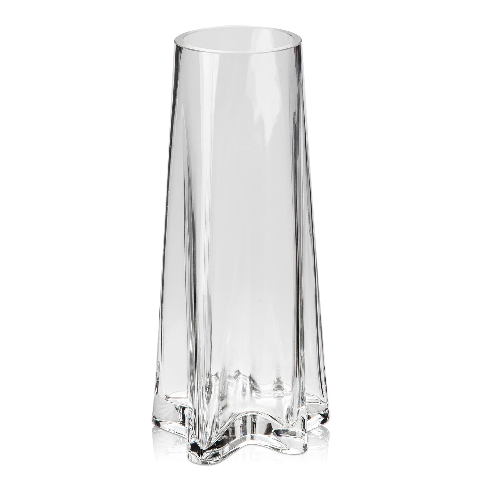 Briful 23.5cm Tall Glass Vase Decorative Flower Vase Made of Glass with Star-shaped Base