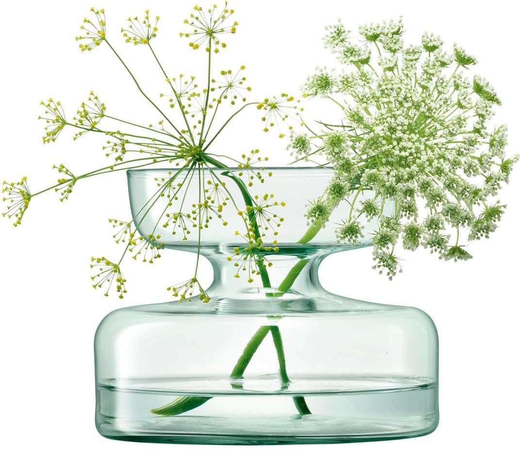 LSA International Canopy Decorative Vase 7.75”, Luxury Handcrafted Recycled Glass Flower Holder Modern Bulb Planter with Domed Base