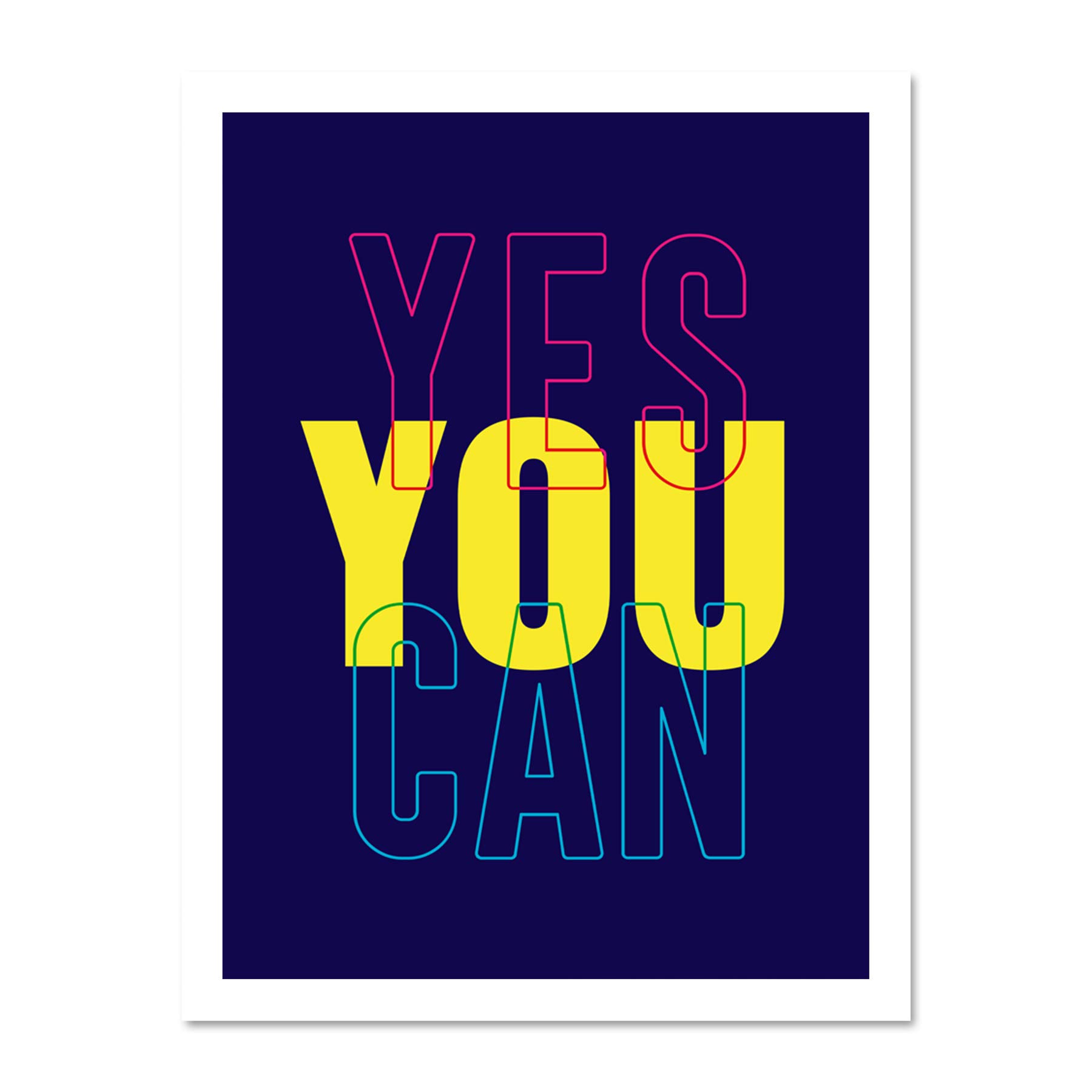 Wee Blue Coo Positivity Yes You Can Typography Large Framed Art Print Poster Wall Decor 18x24 inch