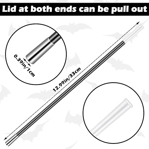 Miniatura 3 de Shappy Juego de 24 varitas de plástico de 12.99 pulgadas en blanco y negro para hechizos de hechizos para mago de bruja ian, disfraz de fiesta,