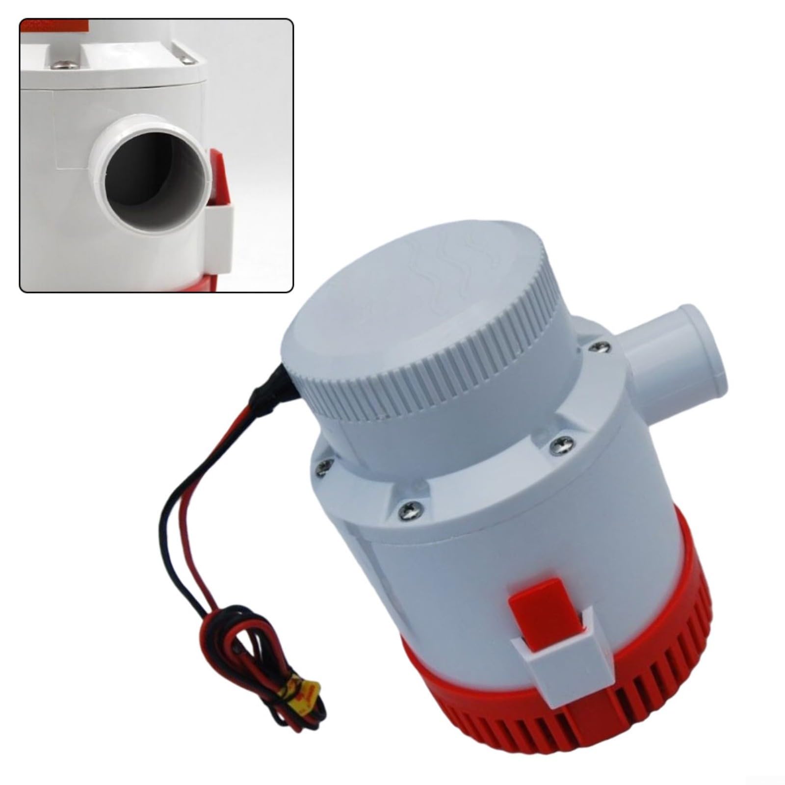 Bomba sumergible 3500 GPH (13.248 l/h) para yates y barcos, bomba de achique de 12 V/24 V con altura de extracción de 8 m, carcasa de ABS resistente, bajo consumo de energía para aguas residuales (12