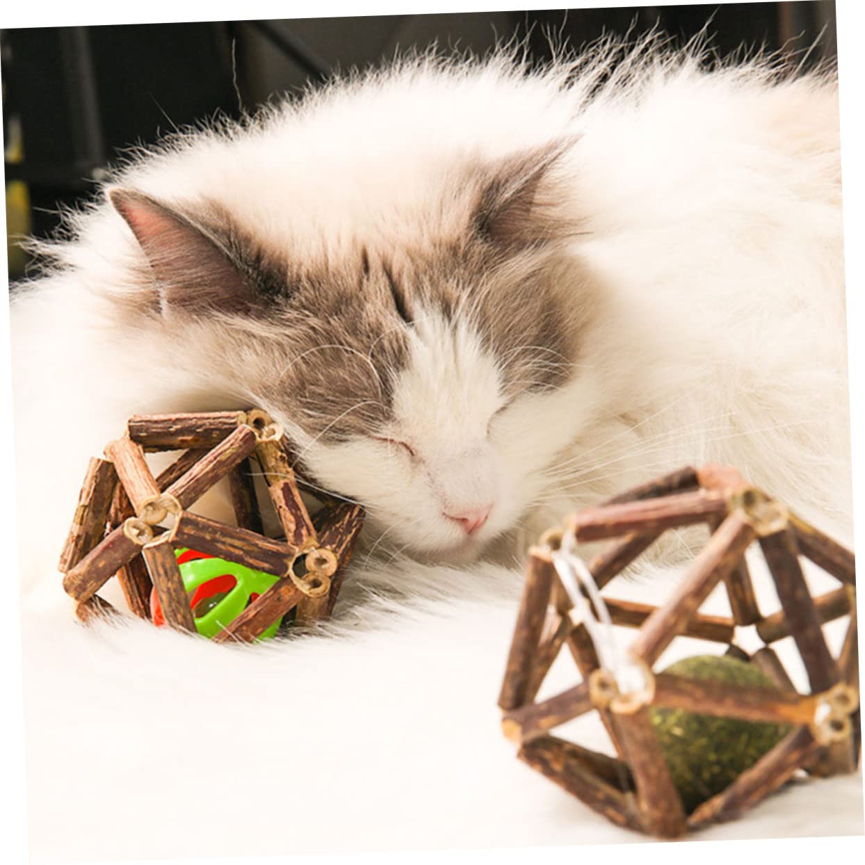 Kisangel 12piezas Juguetes De Molar para Gatos Catnip Bolas De Actinidia Polygama para Limpiar Dientes y Relajar Tu Mascota Juguetes Naturales para Gatos Medianos
